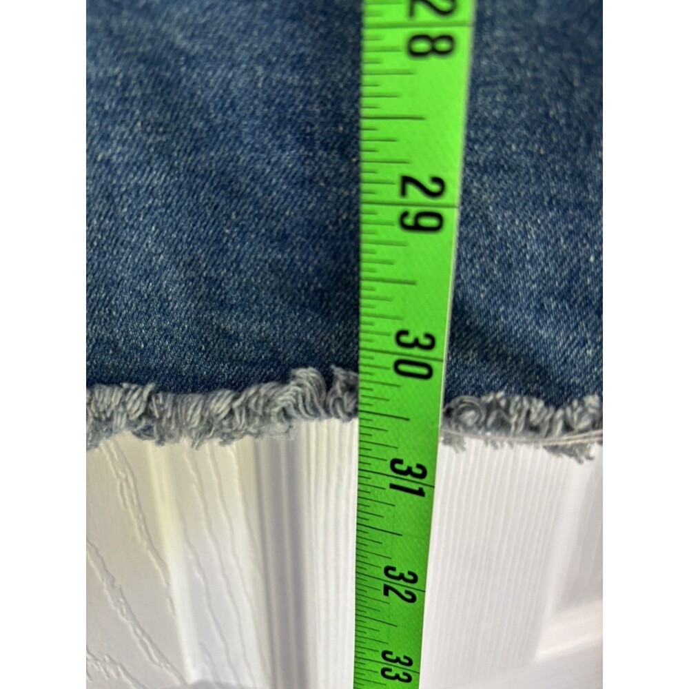 Be-Girl Denim Midi A Line Skirt Medium Wash W Lighter Areas Raw Hem Size M - Picture 8 of 8